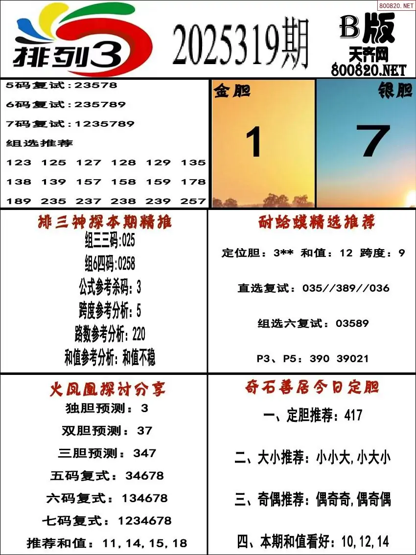 排三专家推荐B版