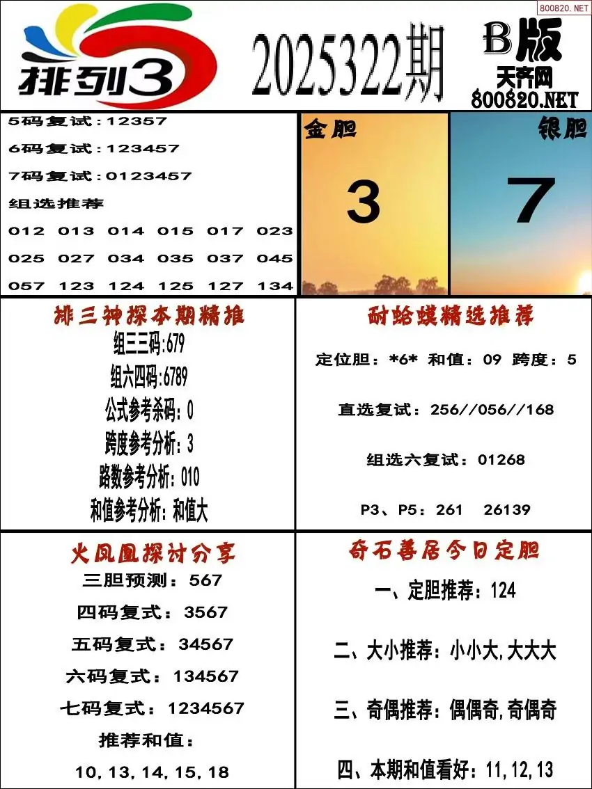 排三专家推荐B版