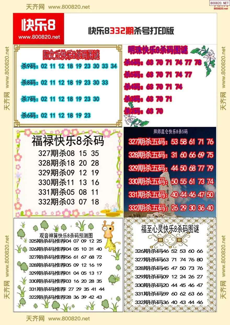 快乐8杀号打印版