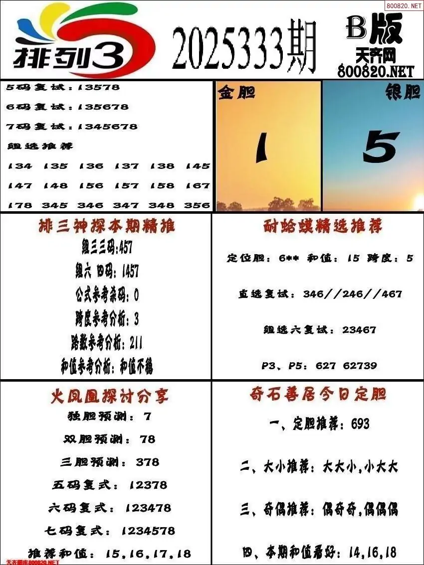 排三专家推荐B版