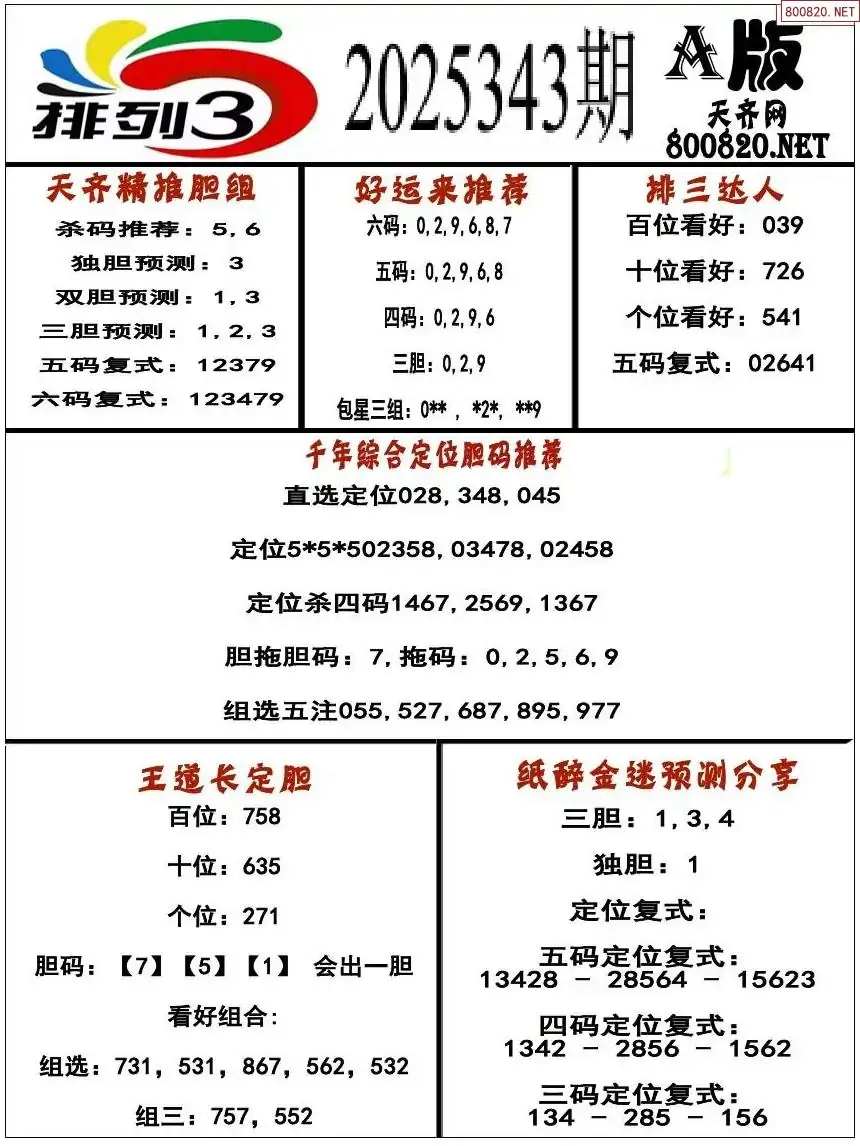 排三专家推荐A版