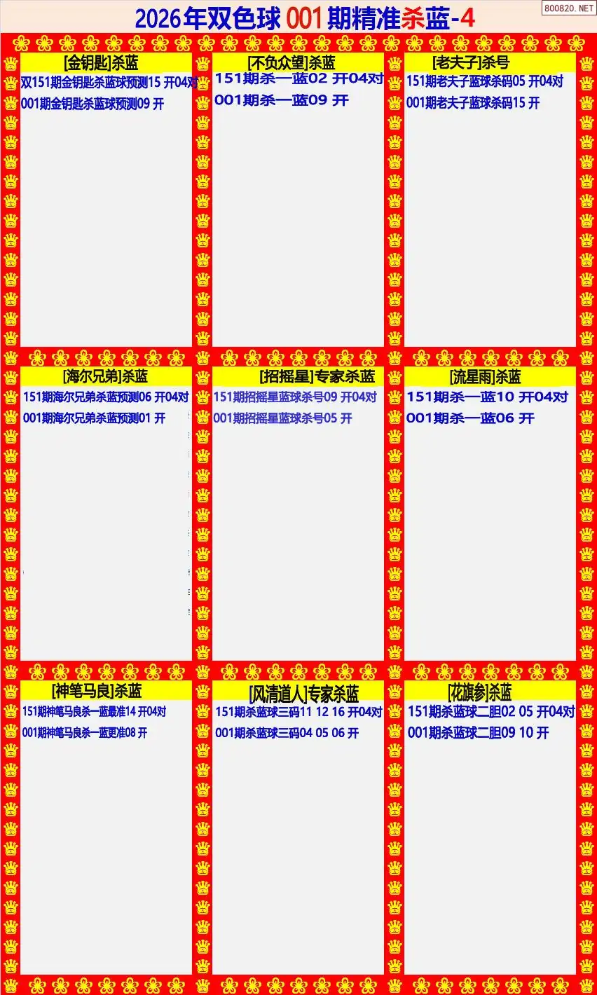 双色球精准杀蓝4版