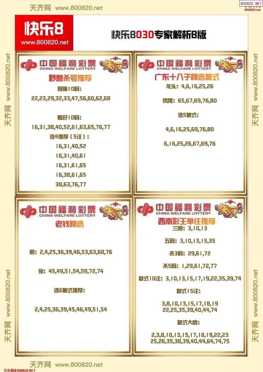 快乐8专家解析B版