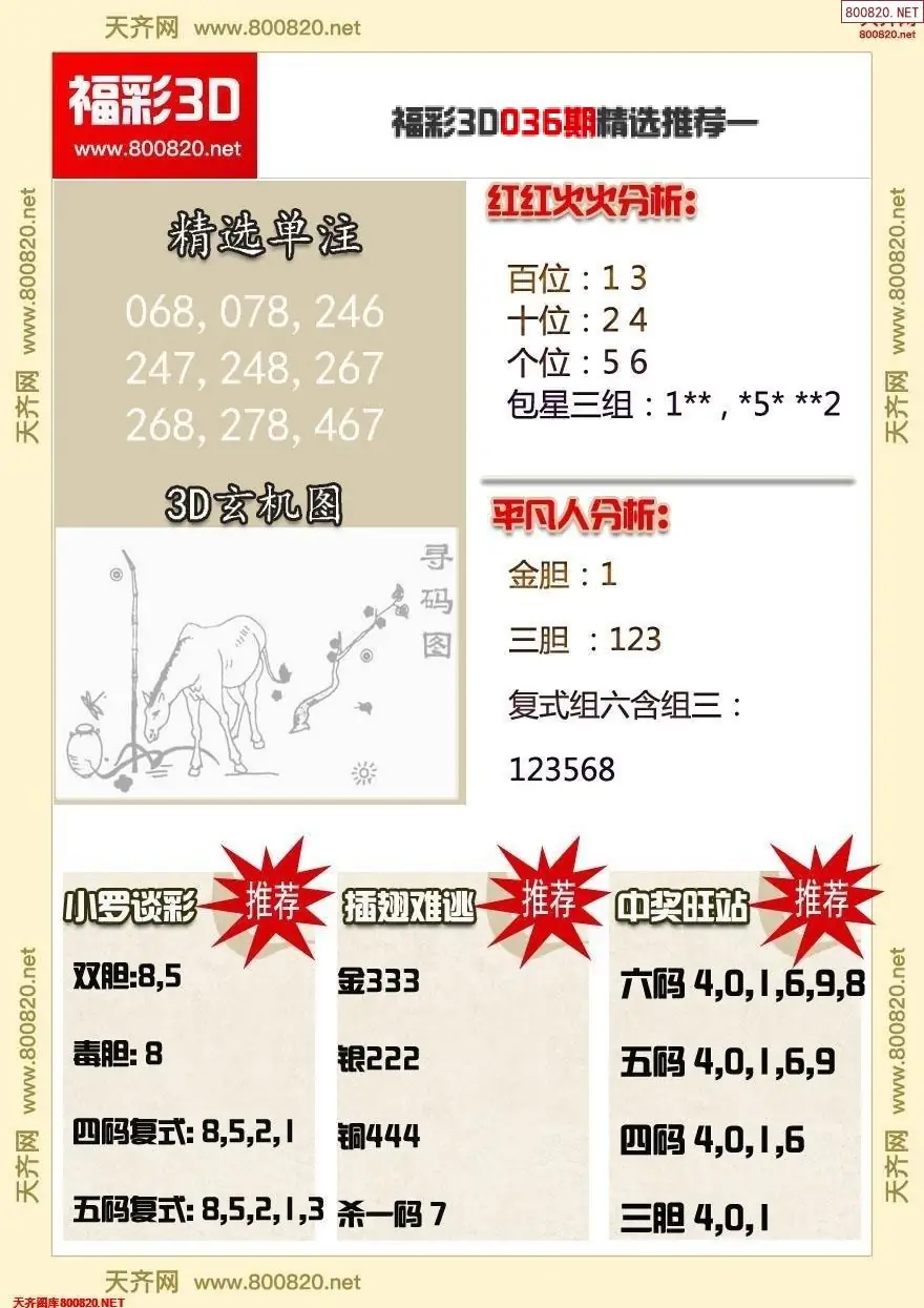 福彩3d精选推荐一