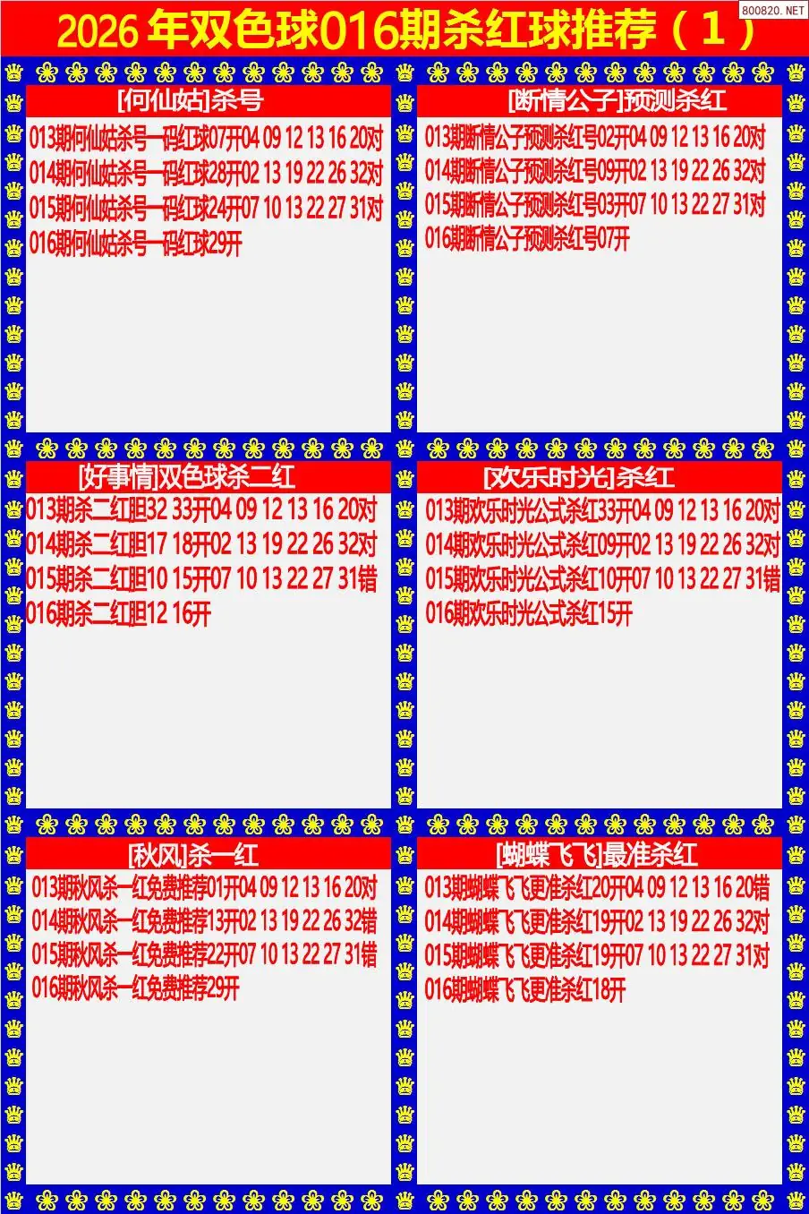 双色球杀红球1版