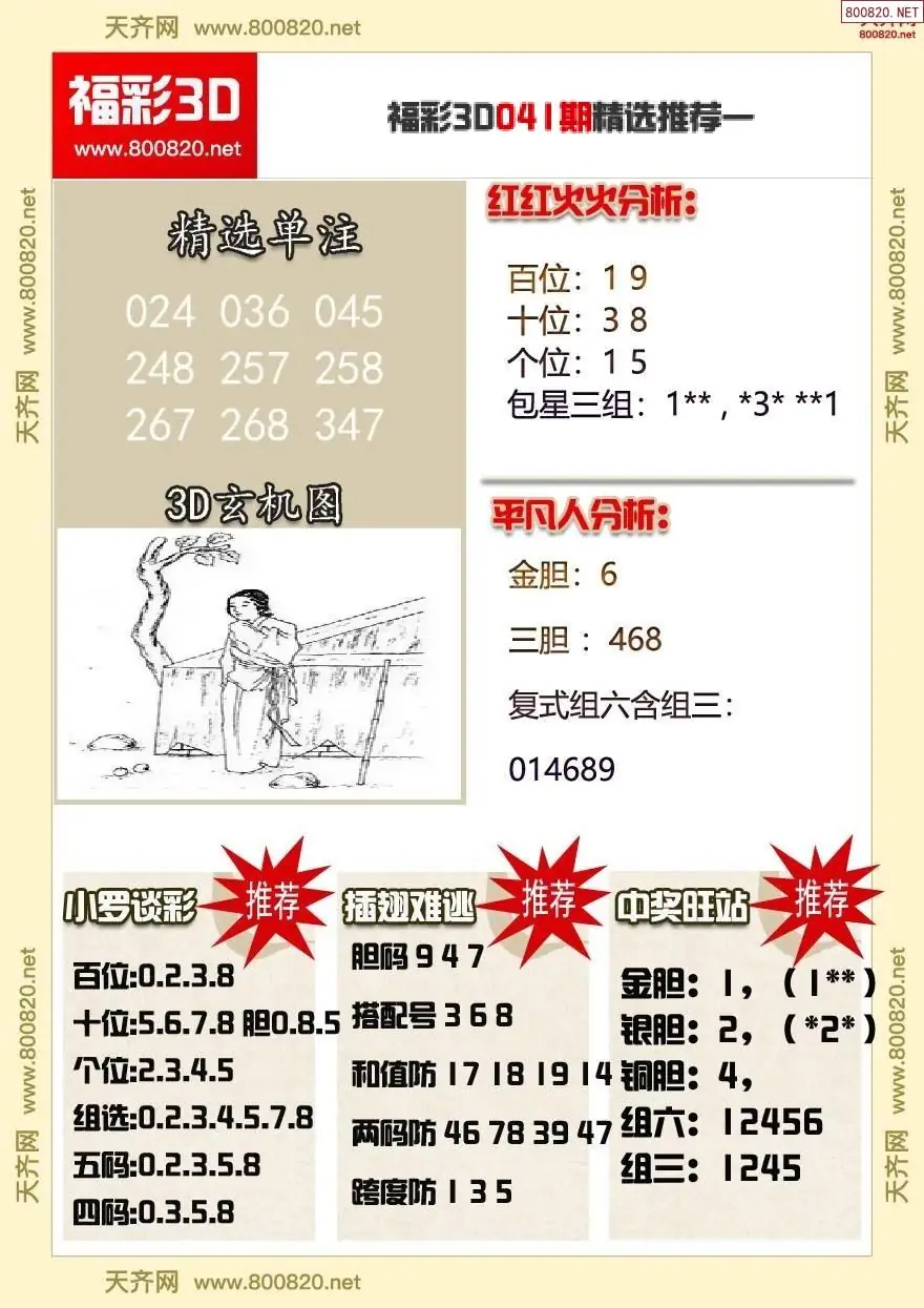 福彩3d精选推荐一