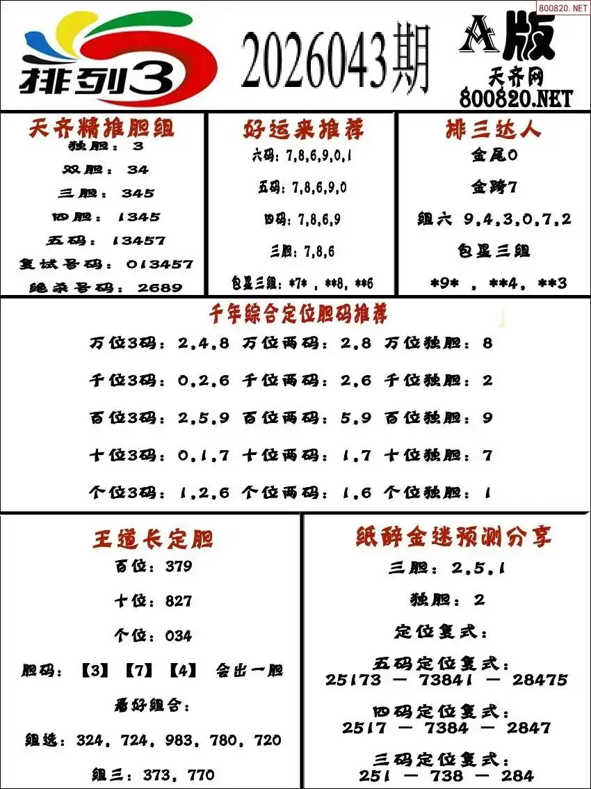 排三专家推荐A版