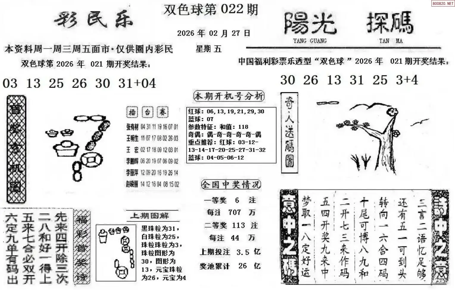 彩民乐+阳光探码图文版