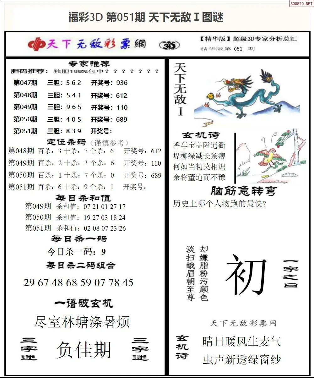 3D天下荐彩1
