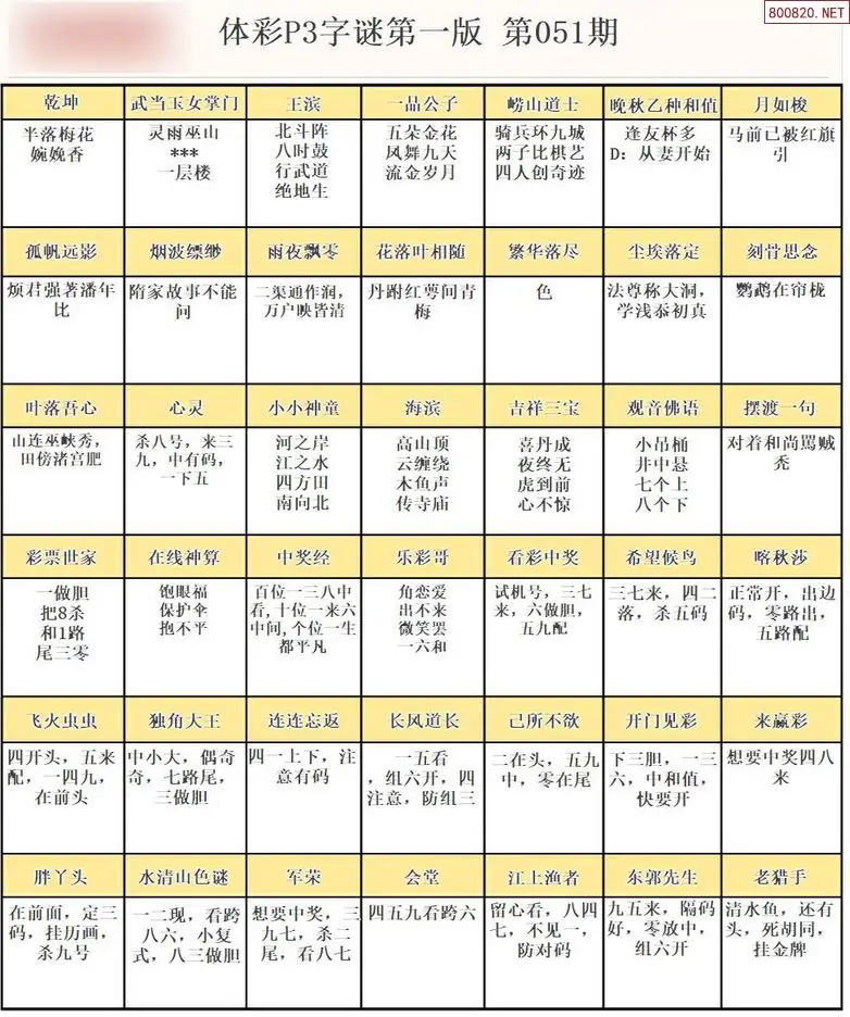P3字谜彩报