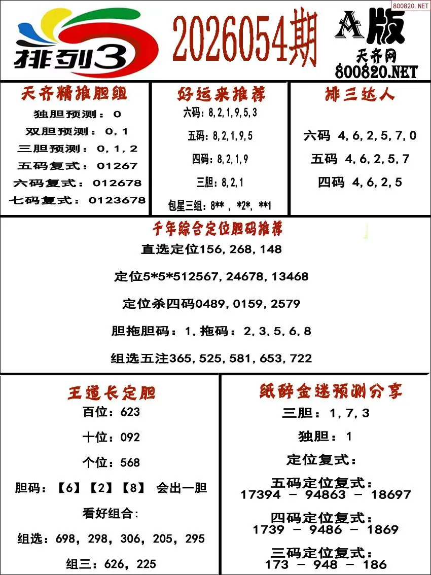 排三专家推荐A版