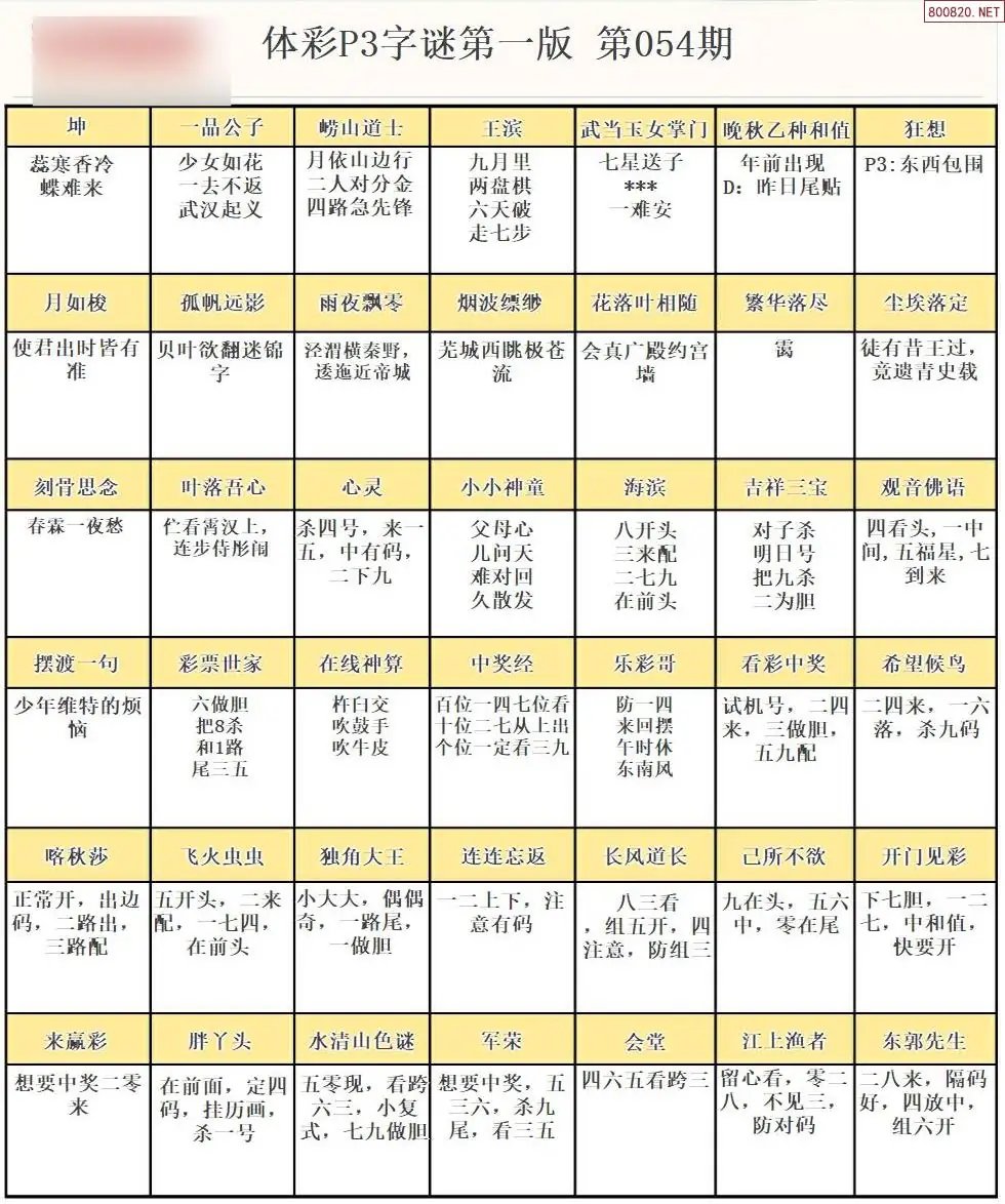 P3字谜彩报