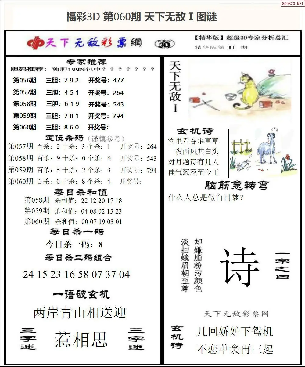 3D天下荐彩1