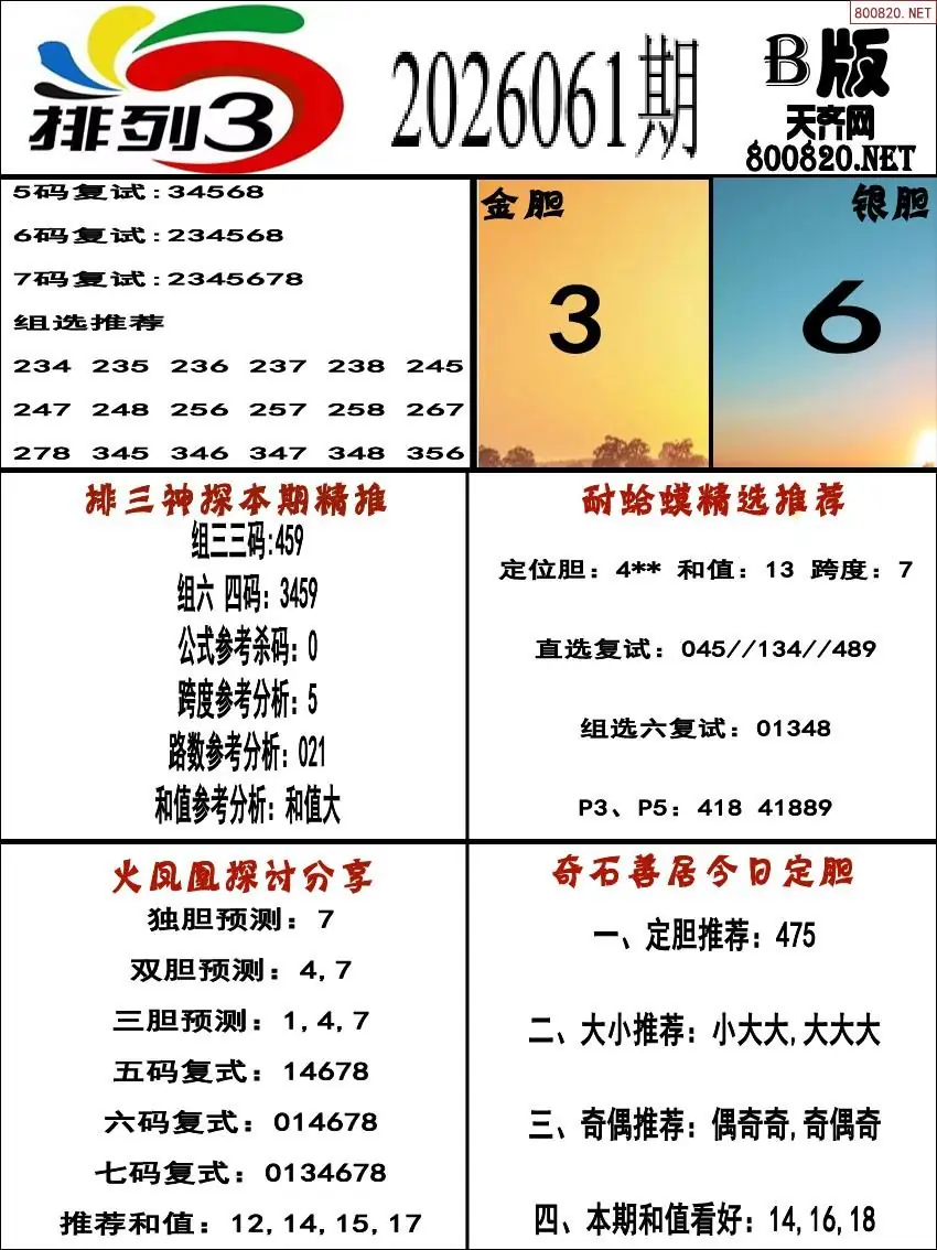 排三专家推荐B版