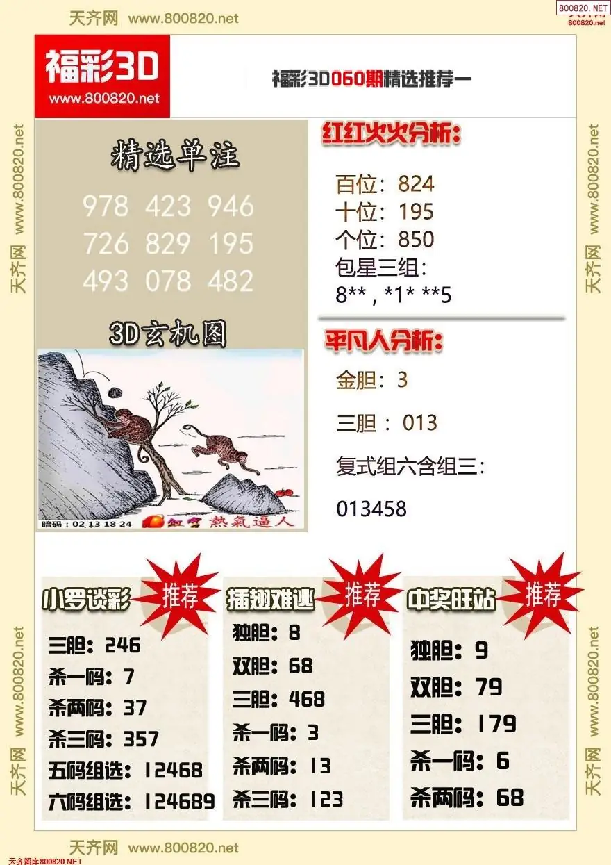 福彩3d精选推荐一