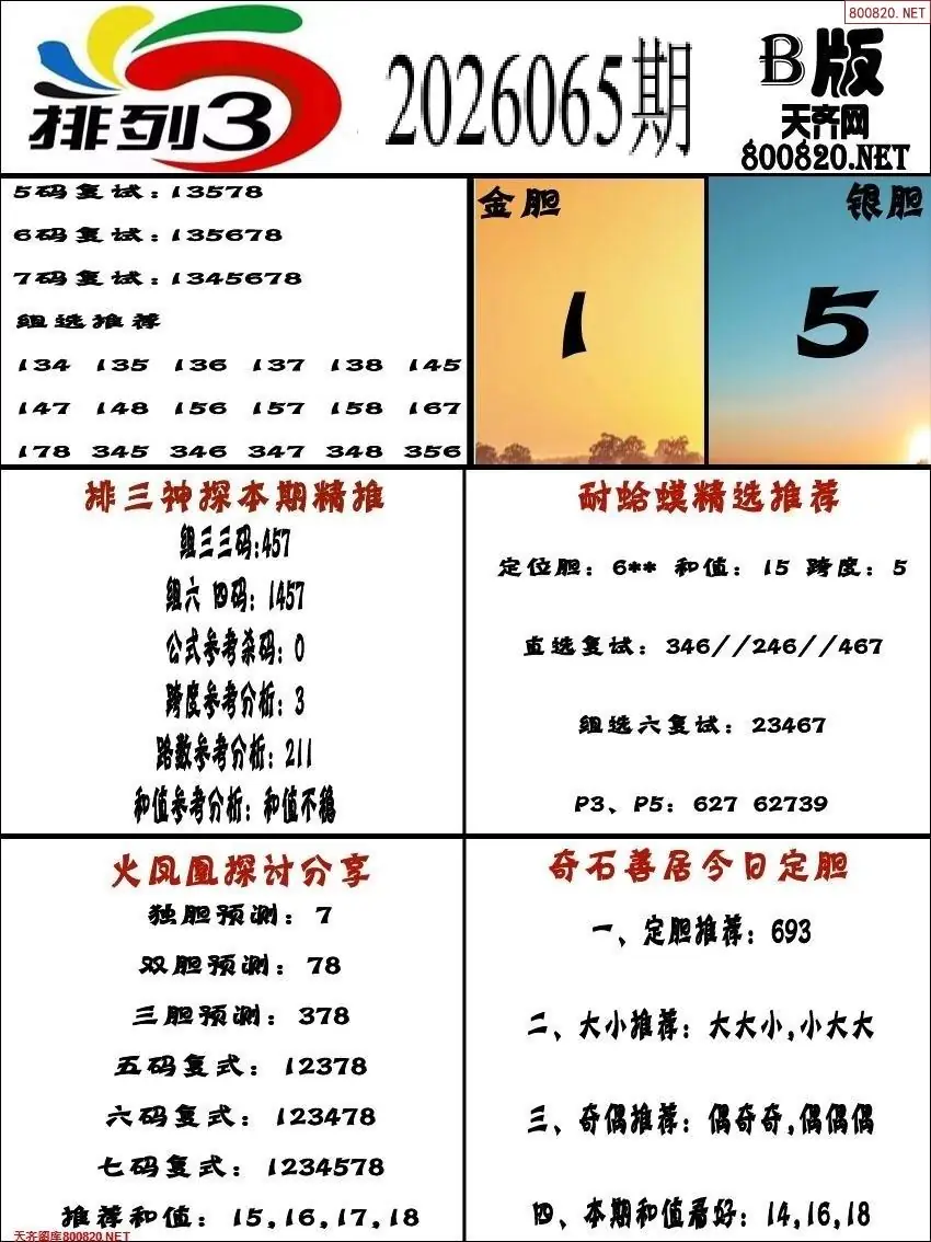 排三专家推荐B版