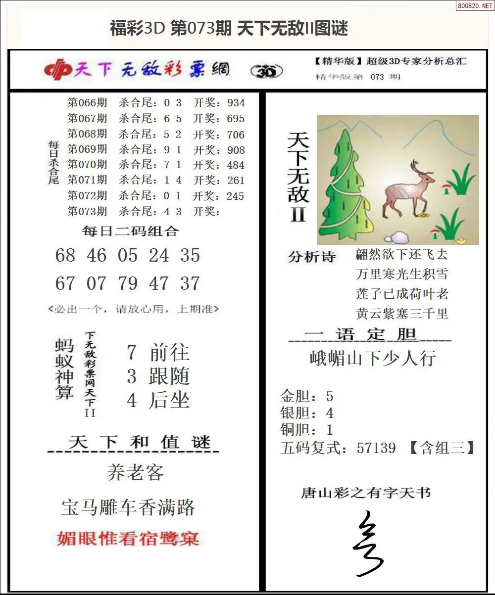 3D天下荐彩2