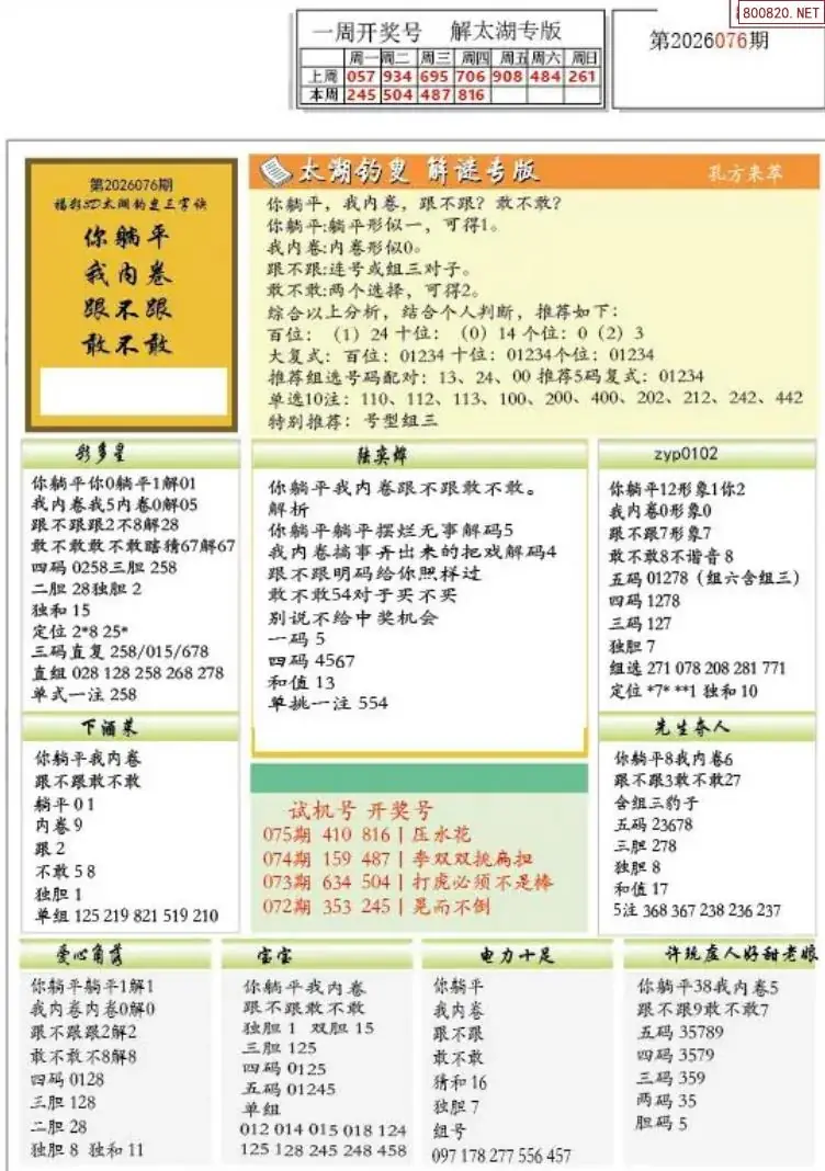 乐彩解太湖