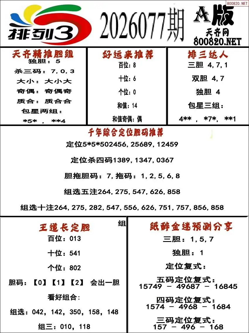 排三专家推荐A版