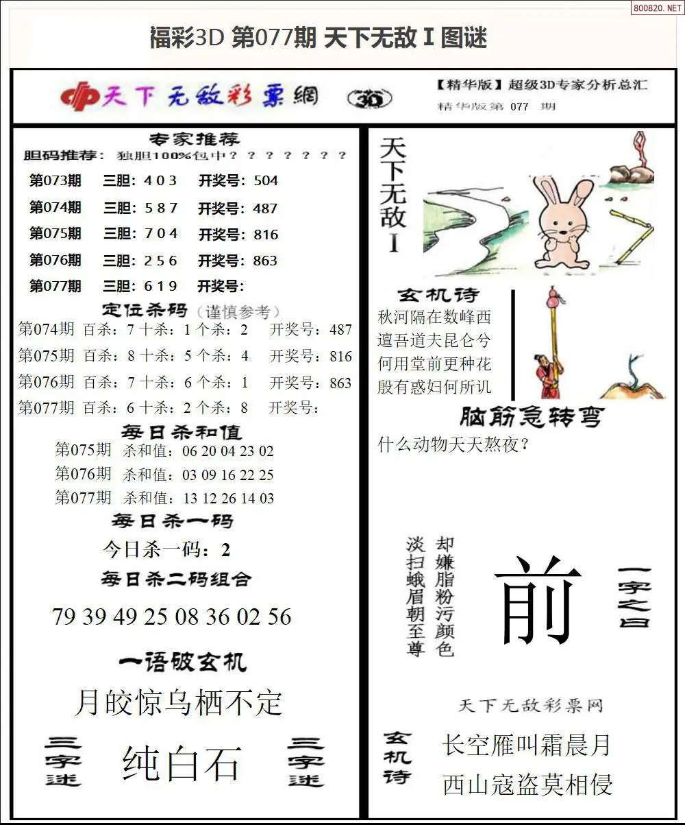3D天下荐彩1