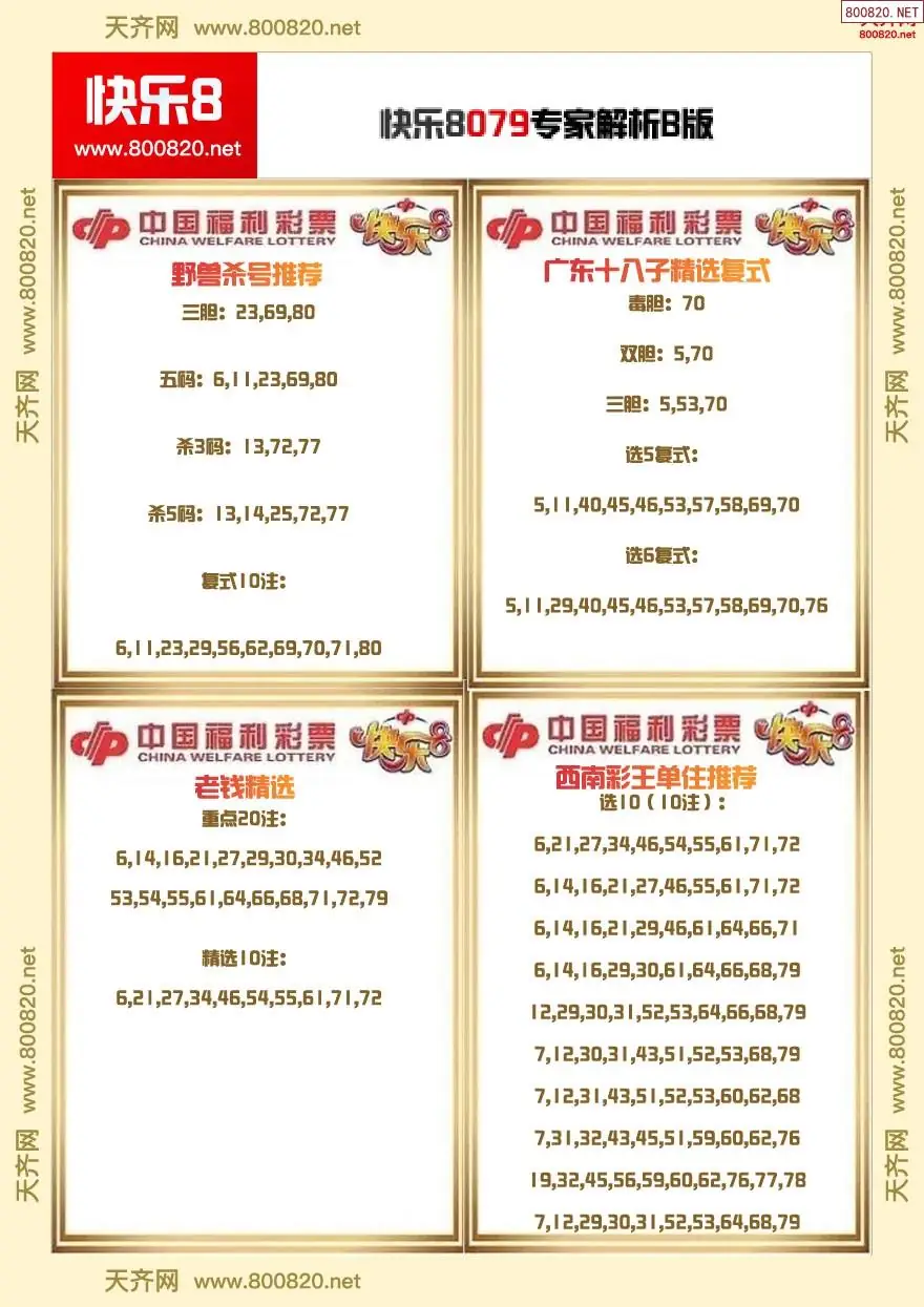 快乐8专家解析B版