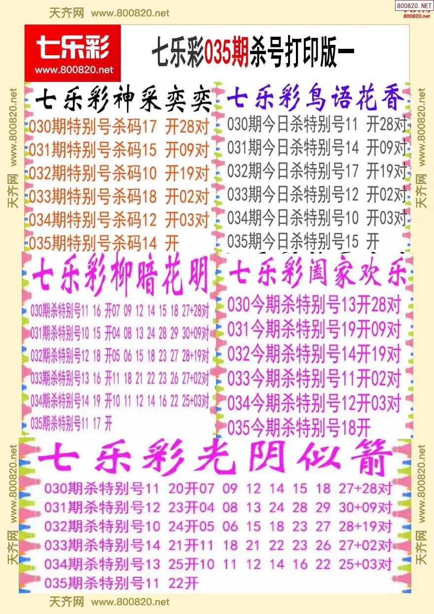 七乐彩杀号打印版一