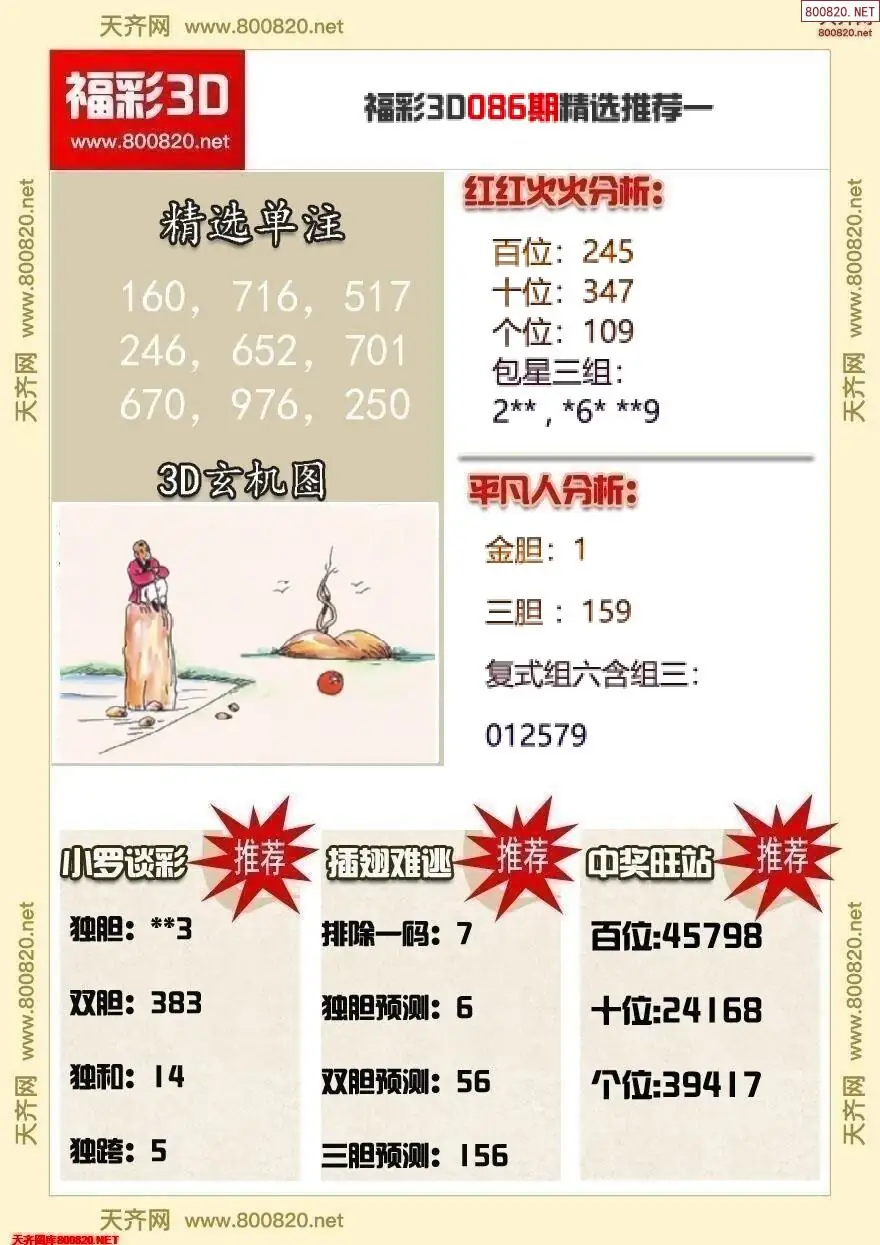 福彩3d精选推荐一