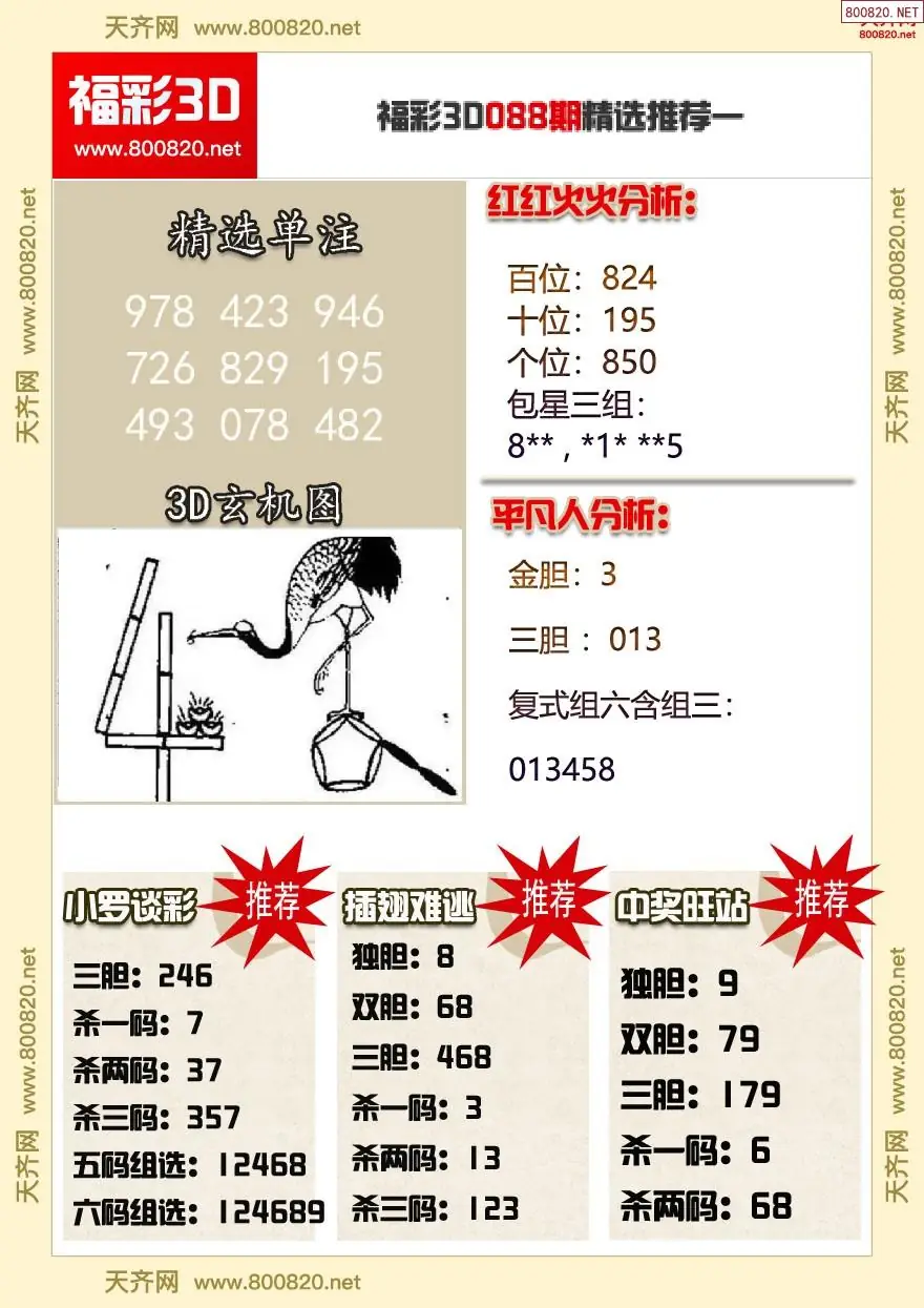 福彩3d精选推荐一