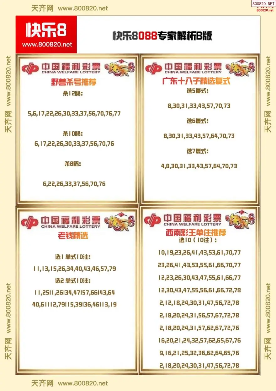 快乐8专家解析B版