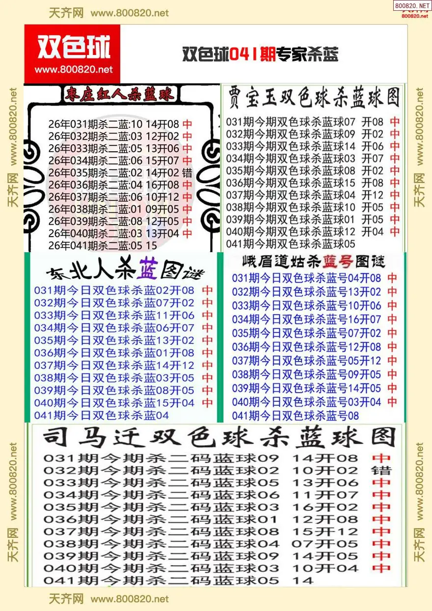 双色球专家杀蓝