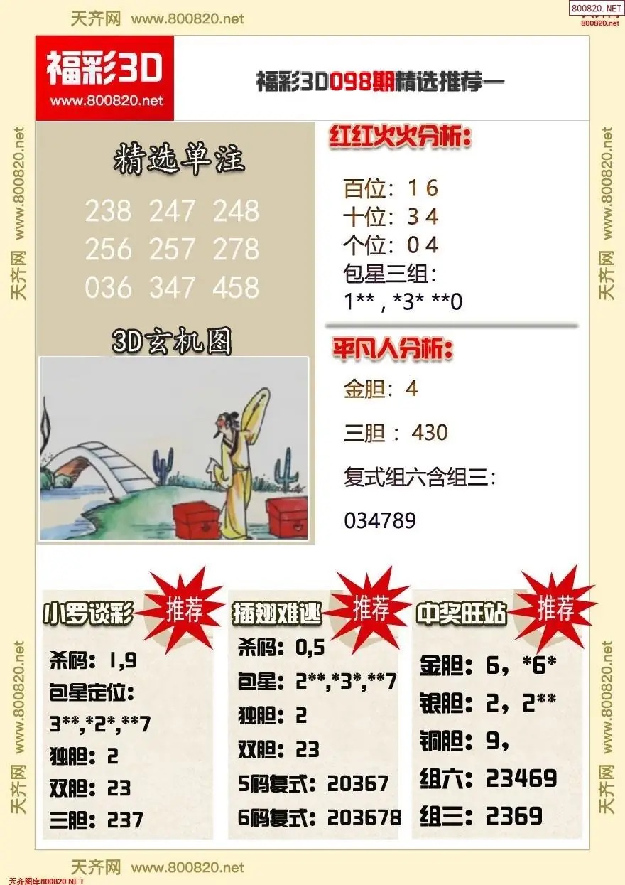 福彩3d精选推荐一