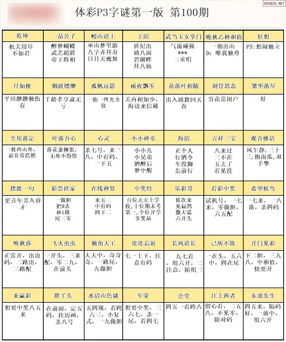 P3字谜彩报