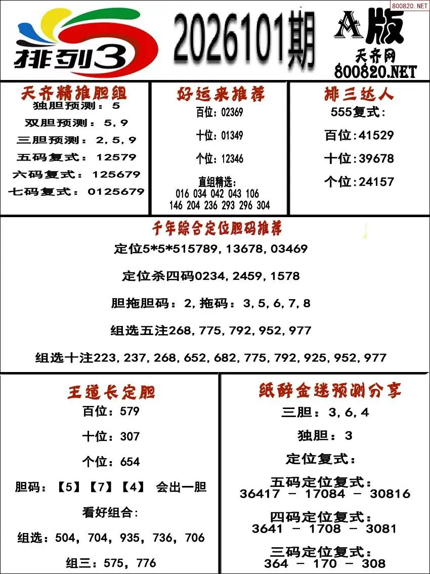 排三专家推荐A版