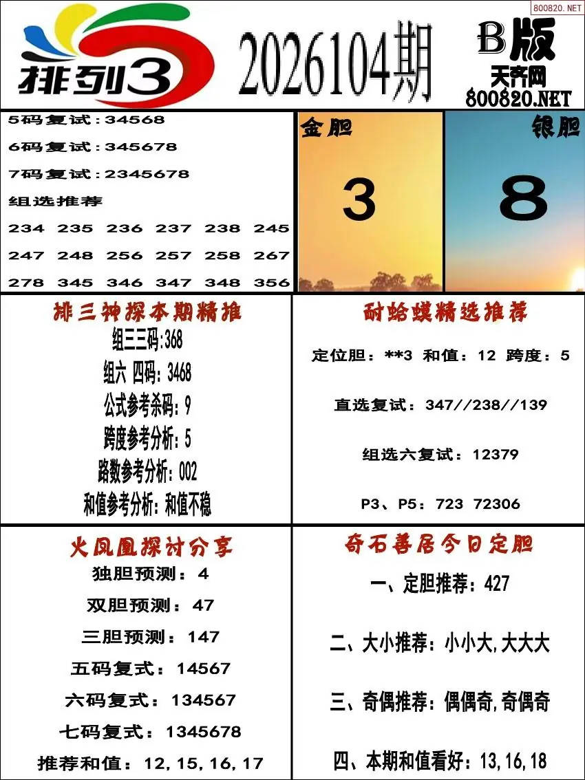 排三专家推荐B版