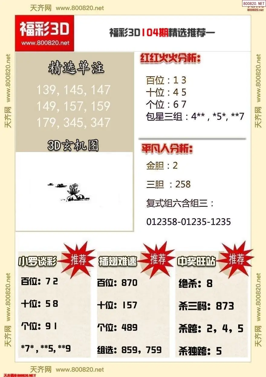 福彩3d精选推荐一