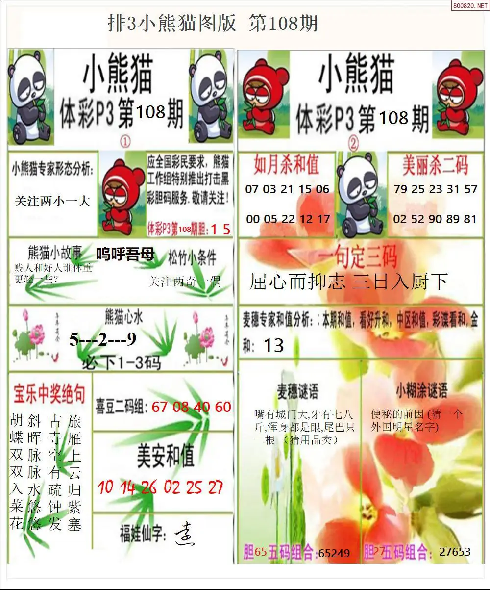 体彩p3小熊猫