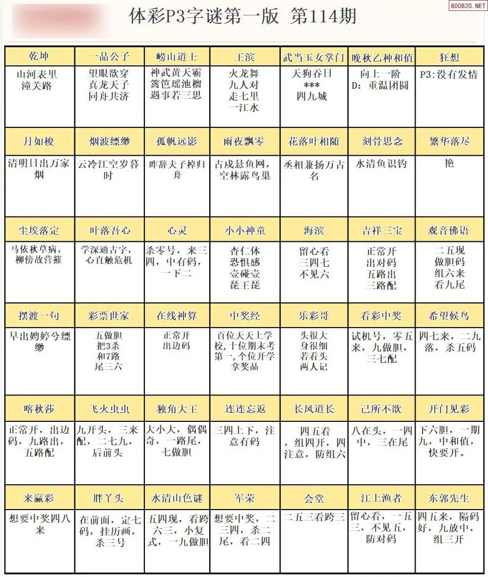 P3字谜彩报