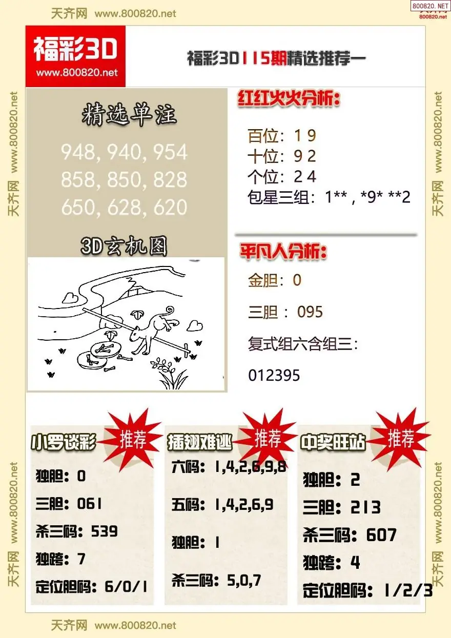 福彩3d精选推荐一