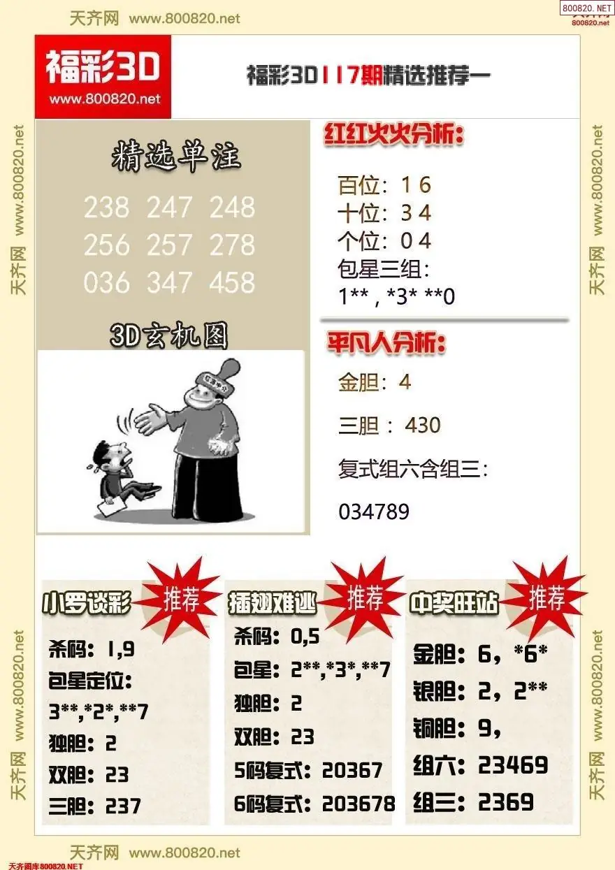 福彩3d精选推荐一