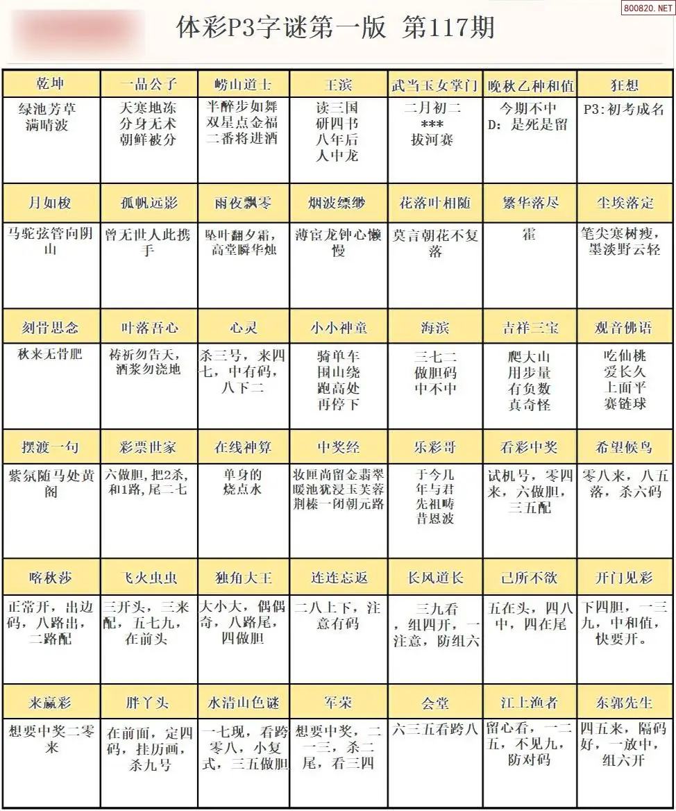 P3字谜彩报