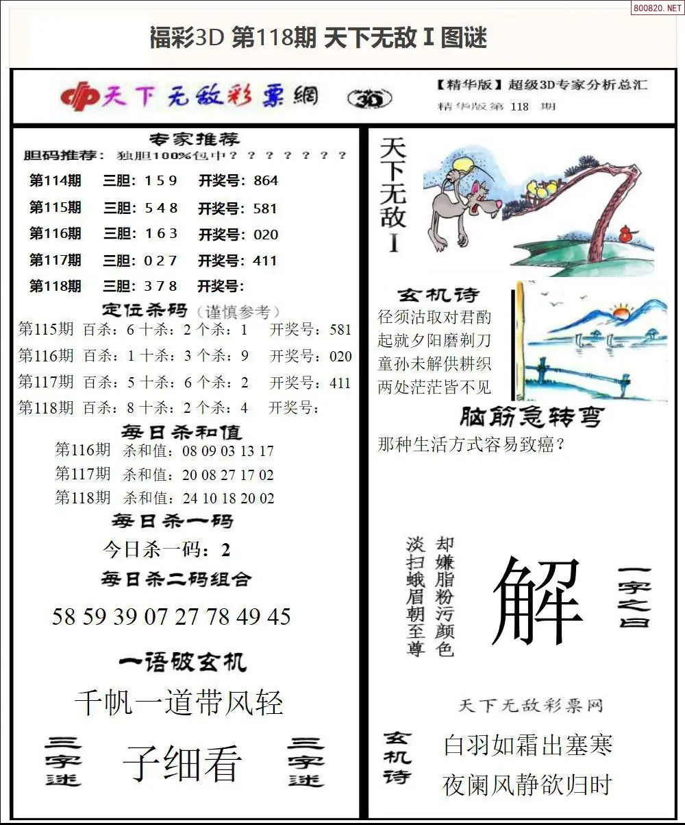 3D天下荐彩1