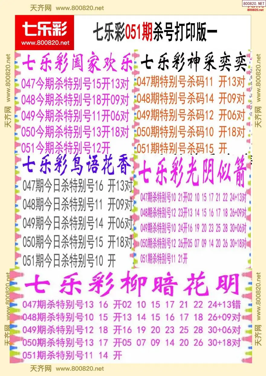 七乐彩杀号打印版一