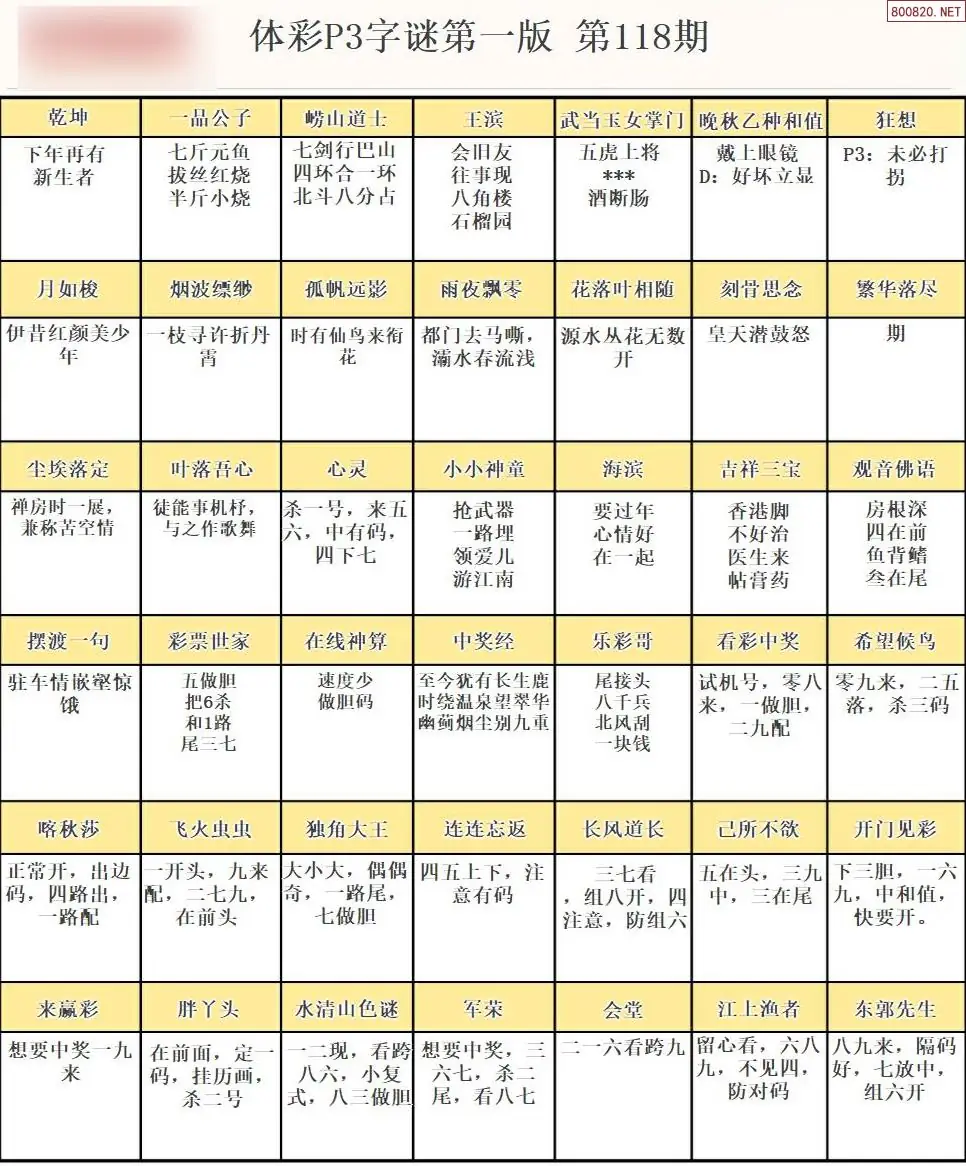P3字谜彩报