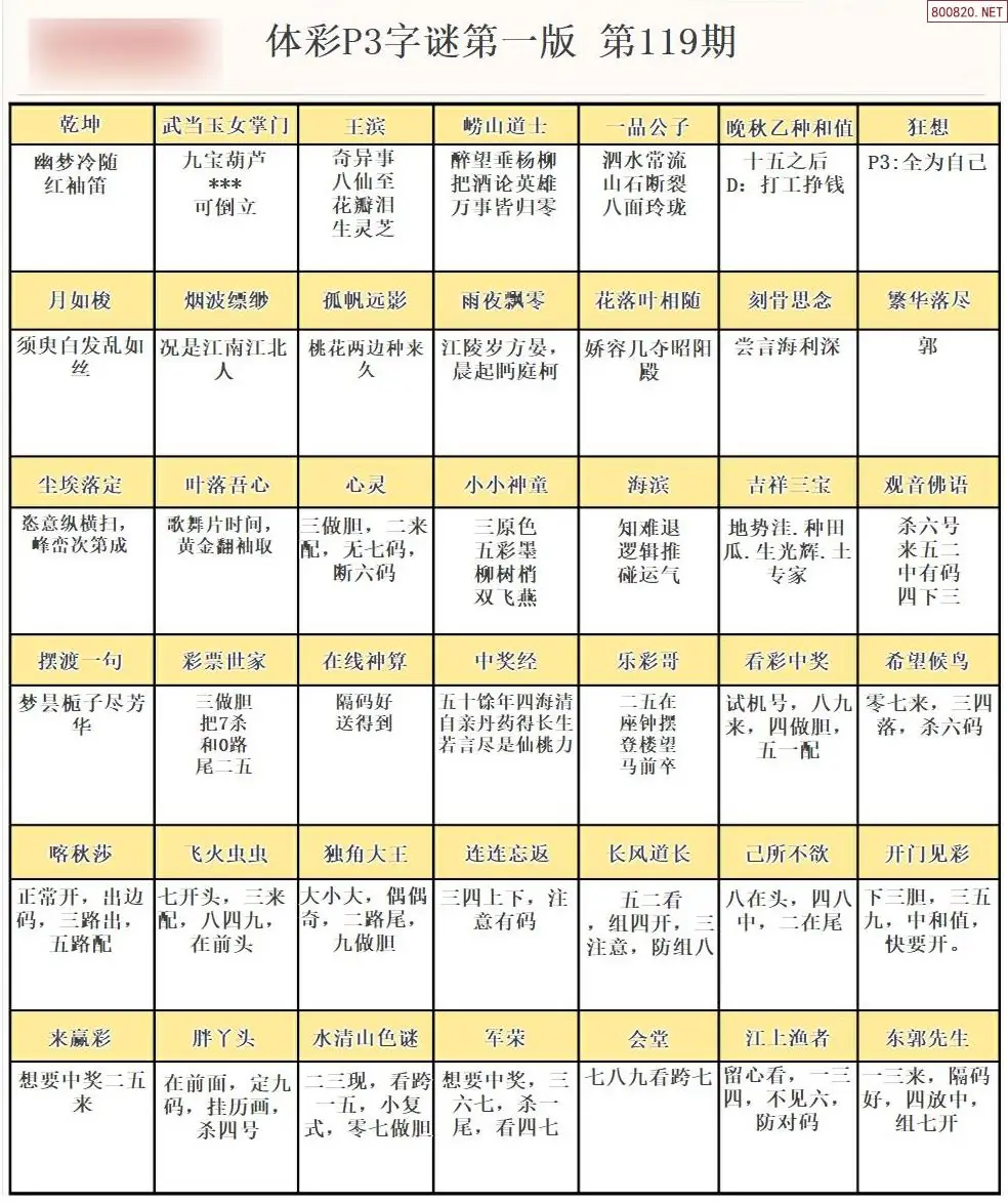P3字谜彩报