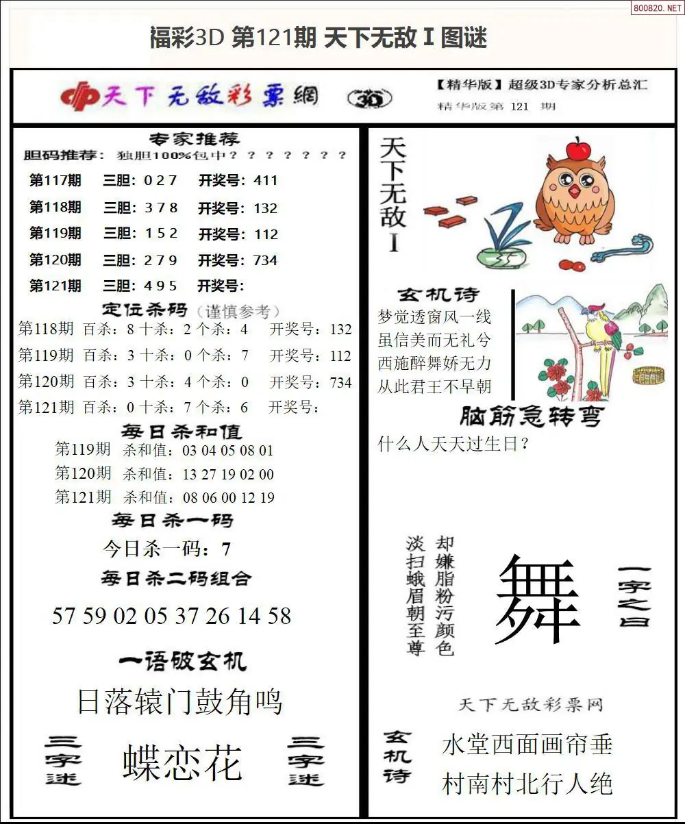 3D天下荐彩1