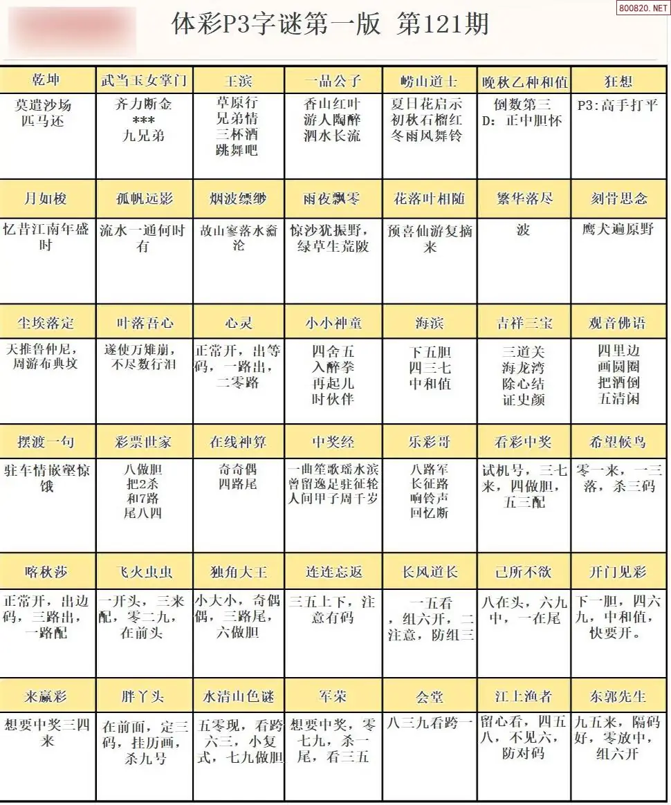 P3字谜彩报