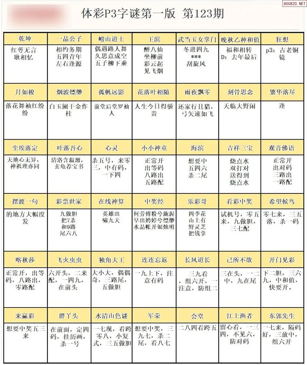 P3字谜彩报