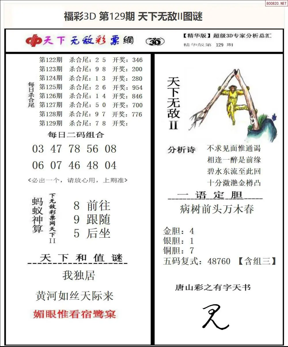 3D天下荐彩2