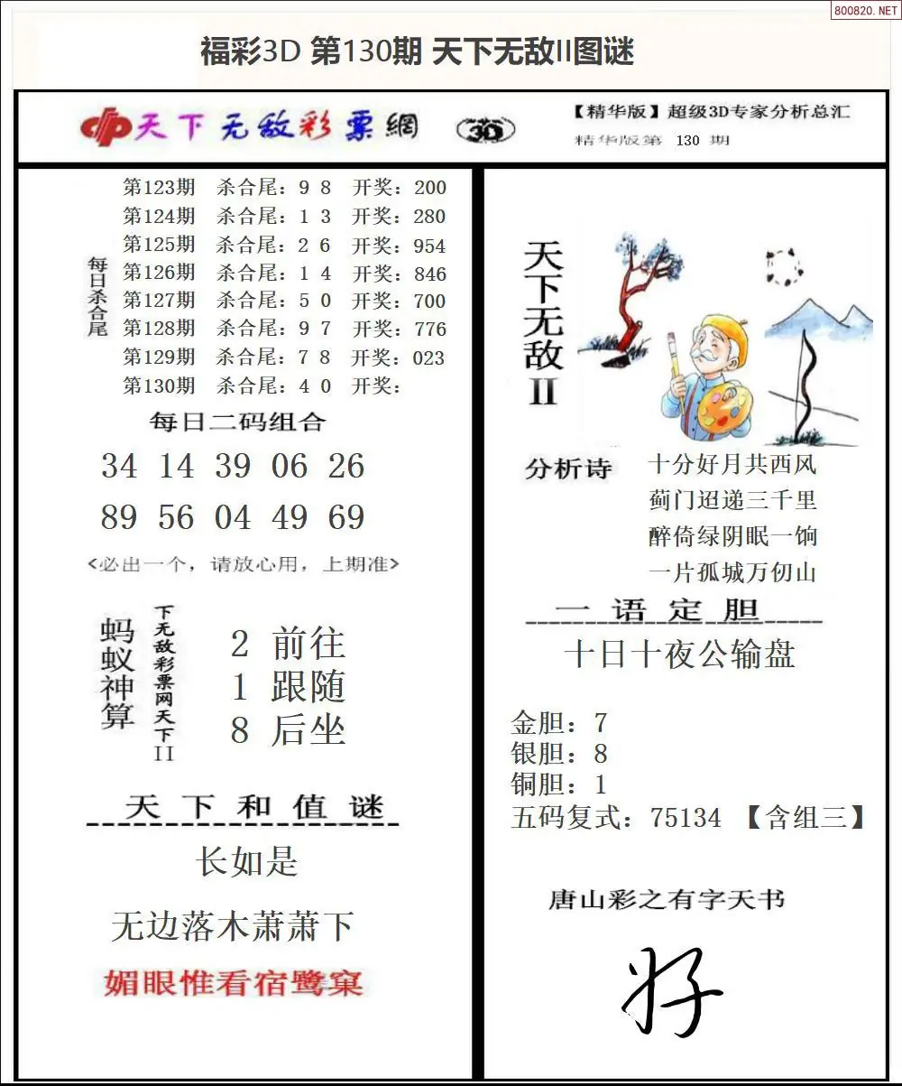 3D天下荐彩2