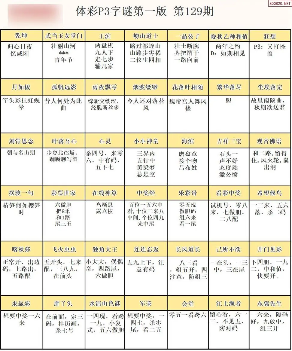 P3字谜彩报